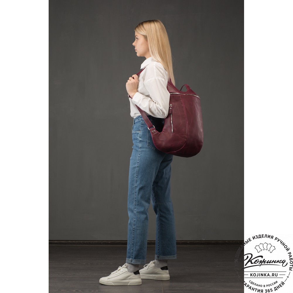 Кожаный рюкзак "Ургант" (синий антик)