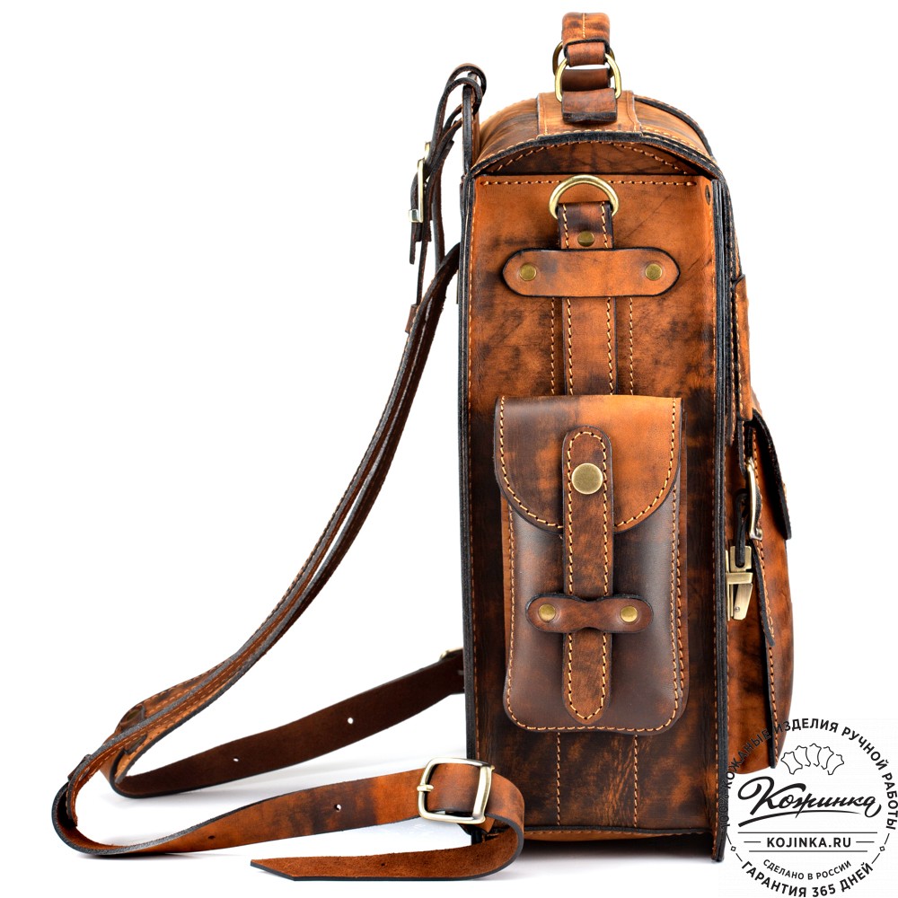 Кожаный ранец-портфель "Джон" (старение рыжее)