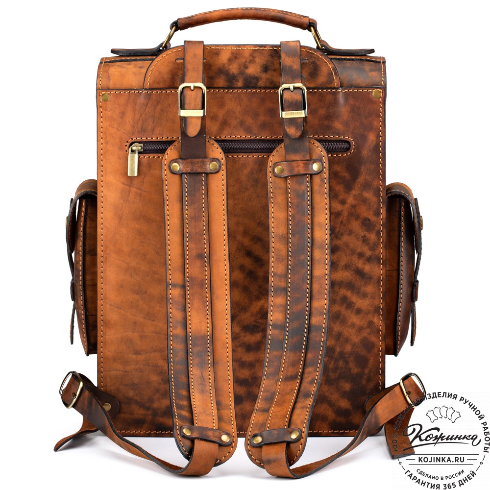 Кожаный ранец-портфель "Джон" (старение рыжее)