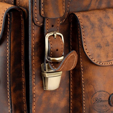 Кожаный ранец-портфель "Джон" (старение рыжее)