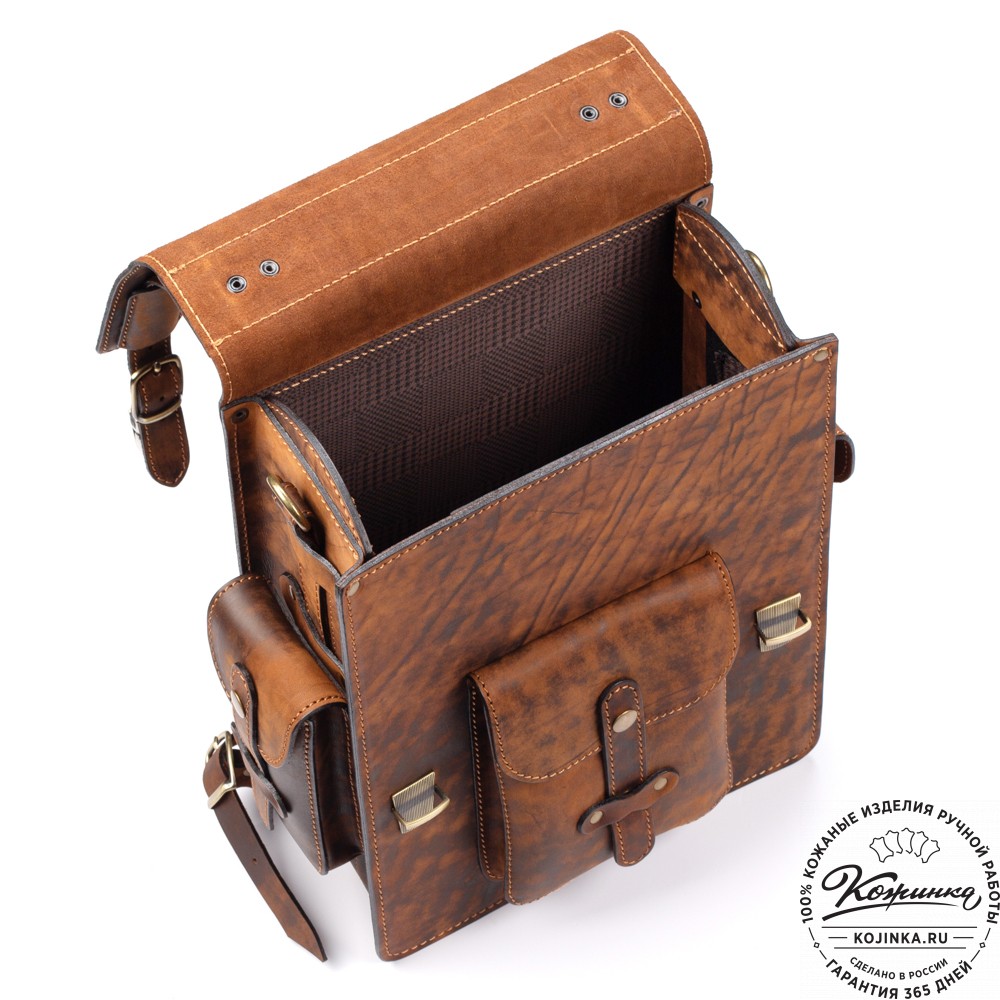 Кожаный ранец-портфель "Джон" (старение рыжее)