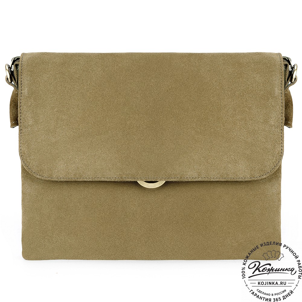Женская сумка из кожи и замши  "Мишель" (хаки)