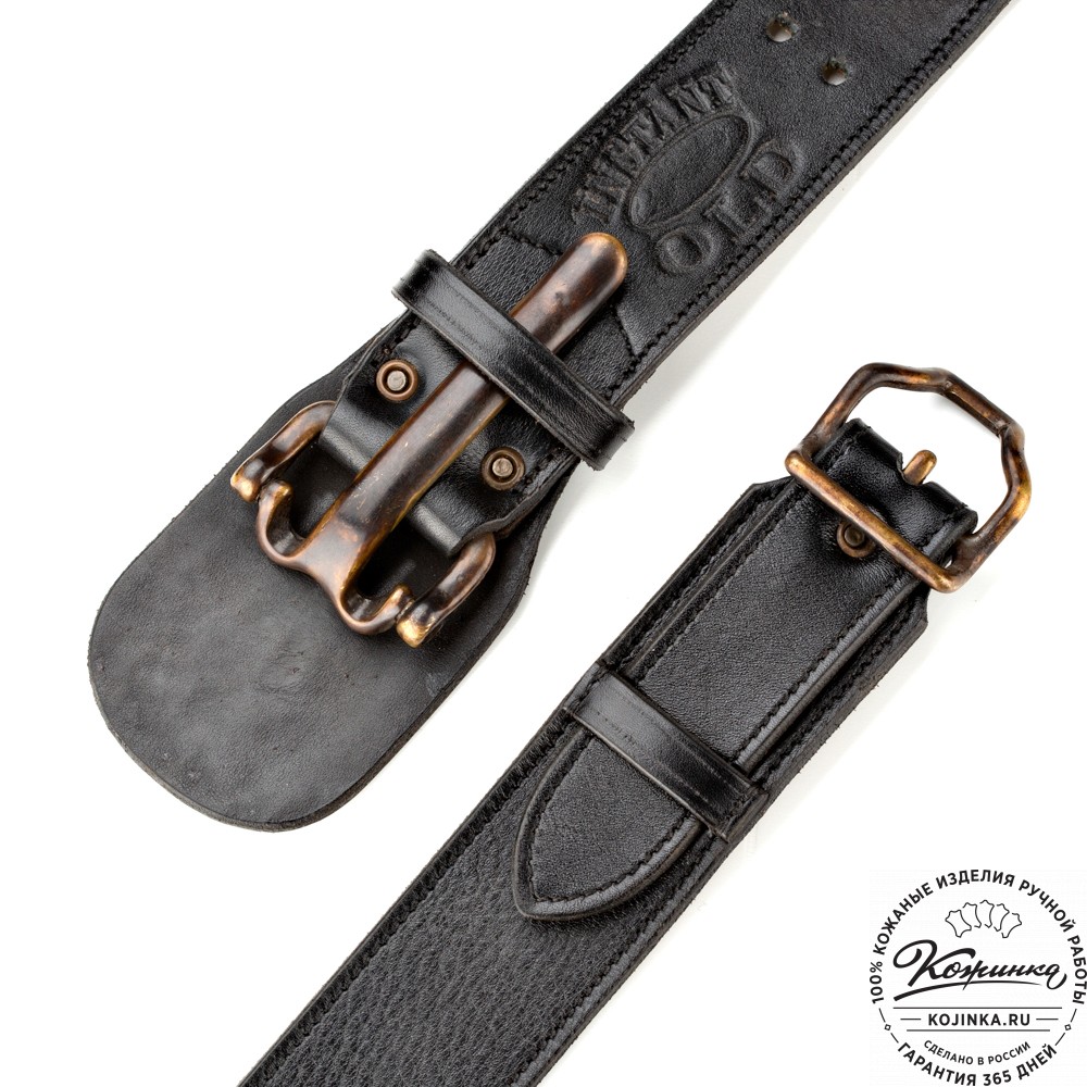 Кожаный мужской ремень "Мустанг" (чёрный)