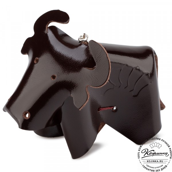 Кожаный брелок "Бычок" (коричневый). фото 1