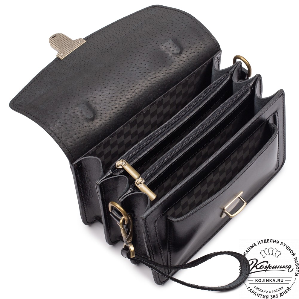 Кожаная барсетка "БС-Б1" (черная)