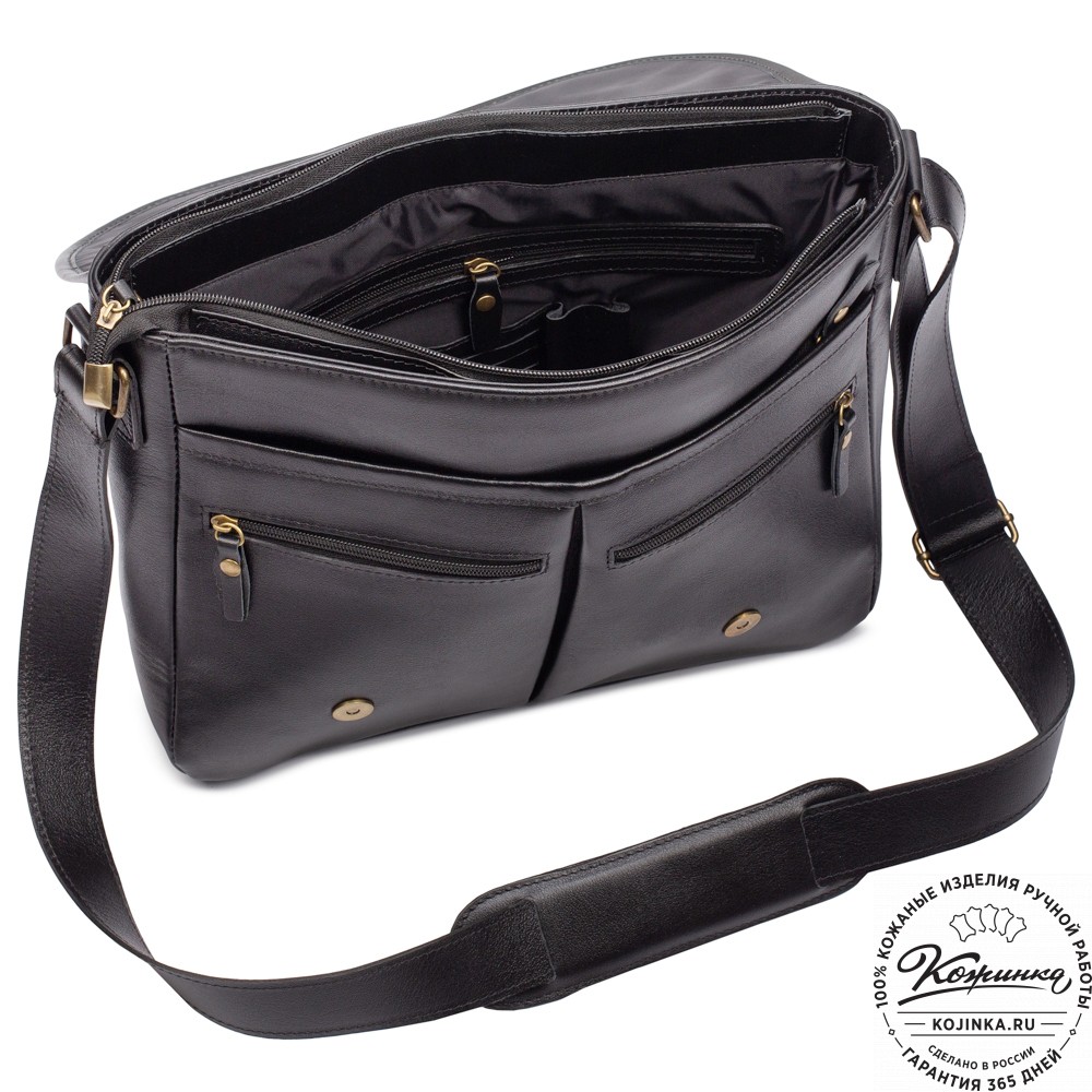 Кожаная сумка "Командор" (чёрная)