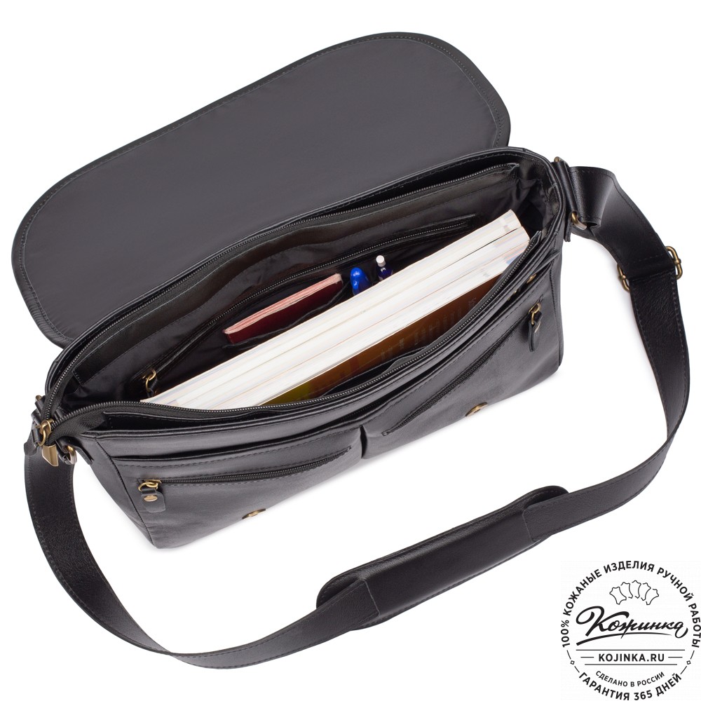 Кожаная сумка "Командор" (чёрная)