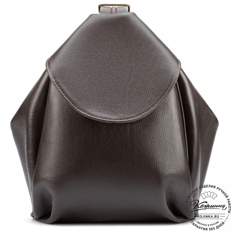 Кожаный рюкзак-сумка "Микки" (тёмно-коричневый)
