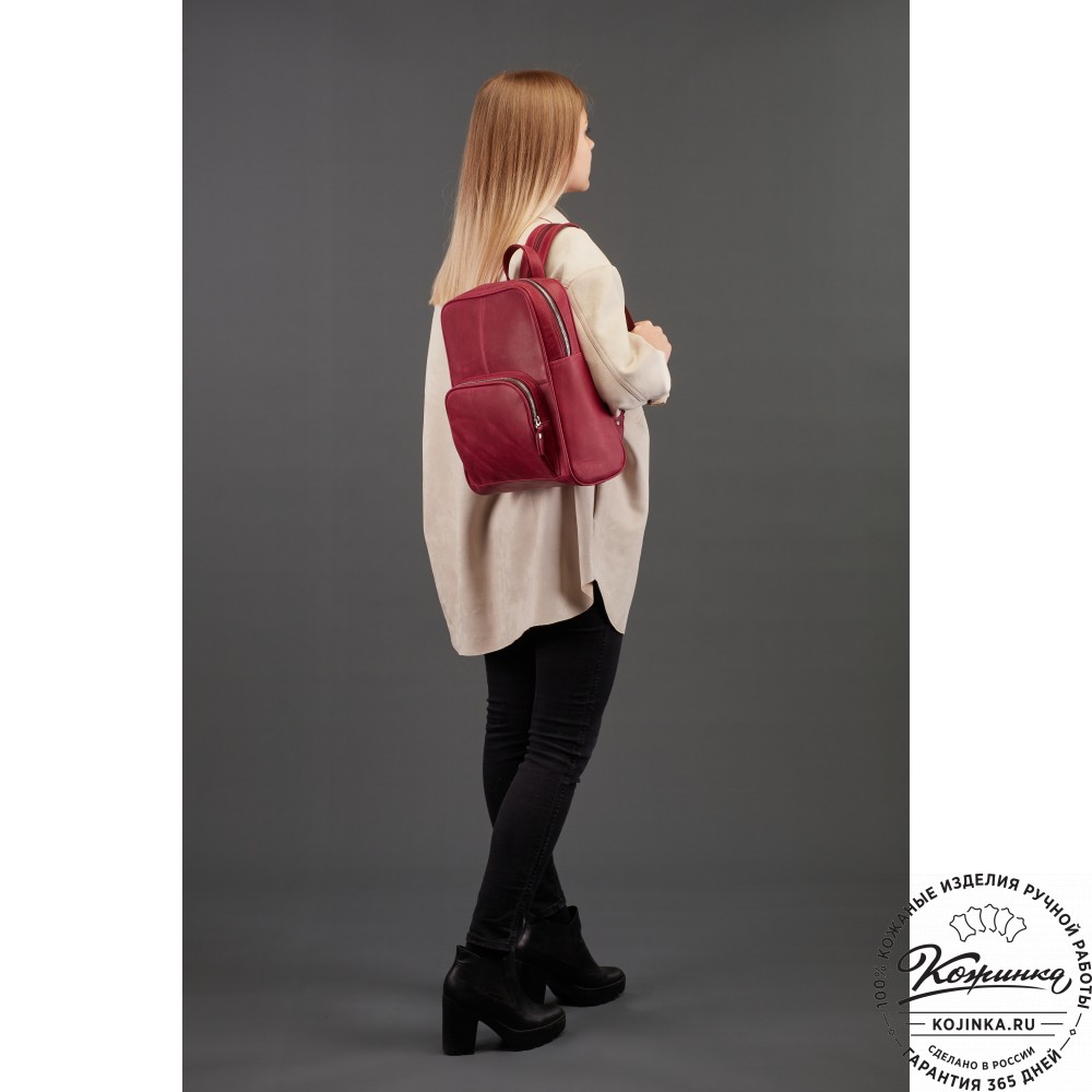 Кожаный рюкзак "Пандора" (хаки гладкая кожа)