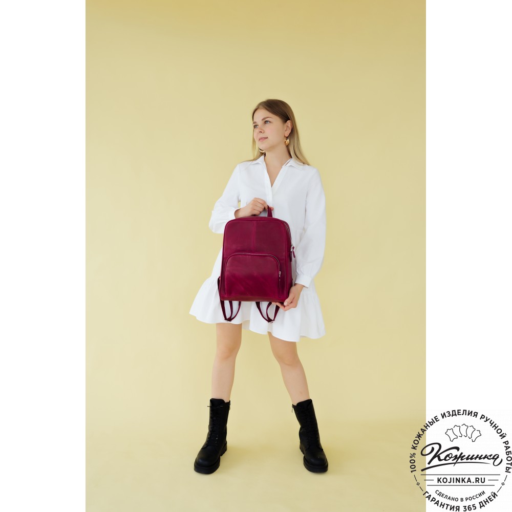 Кожаный рюкзак "Пандора" (хаки гладкая кожа)