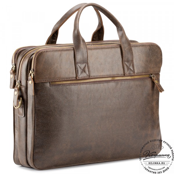 Кожаная деловая сумка "Густав" (коричневая наппа). фото 1