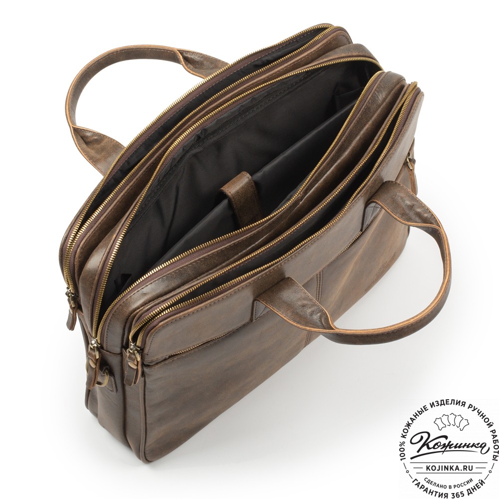 Кожаная деловая сумка "Густав" (коричневая наппа)