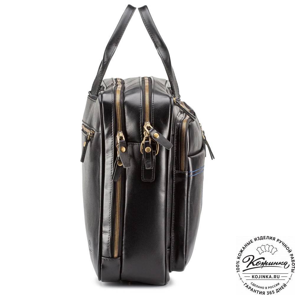 Кожаная деловая сумка "Максимилиан" (чёрная)