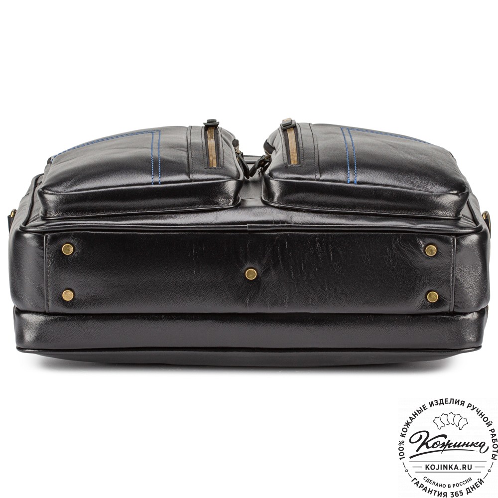 Кожаная деловая сумка "Максимилиан" (чёрная)