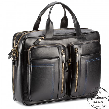 Кожаная деловая сумка "Максимилиан" (чёрная)