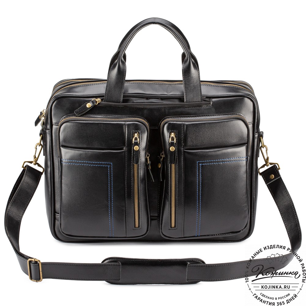 Кожаная деловая сумка "Максимилиан" (чёрная)