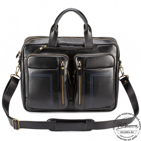 Кожаная деловая сумка "Максимилиан" (чёрная)