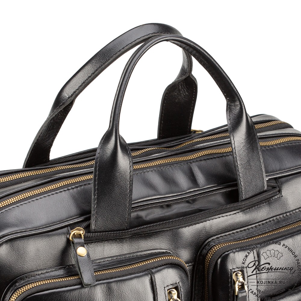 Кожаная деловая сумка "Максимилиан" (чёрная)