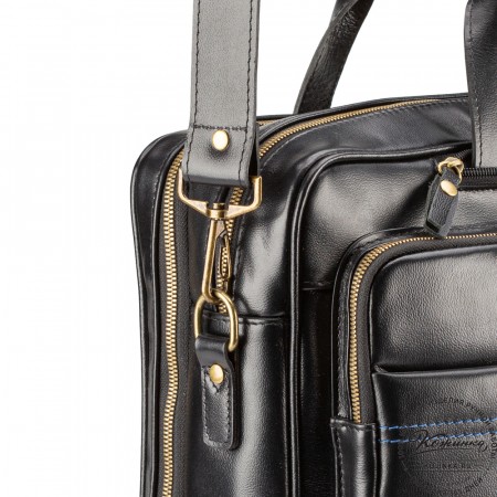 Кожаная деловая сумка "Максимилиан" (чёрная)