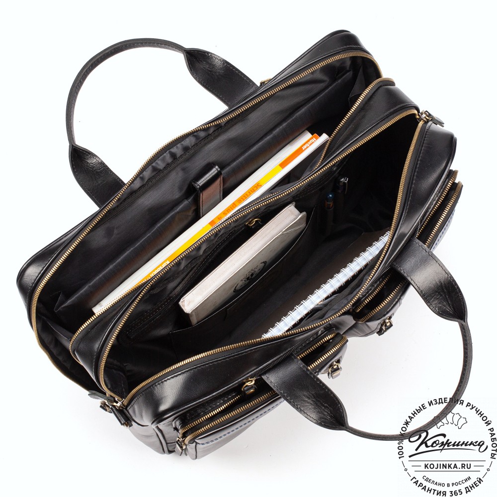 Кожаная деловая сумка "Максимилиан" (чёрная)