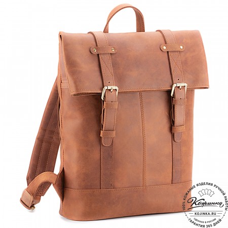 Кожаный рюкзак "Бэнжамин" (коричневый крейзи)