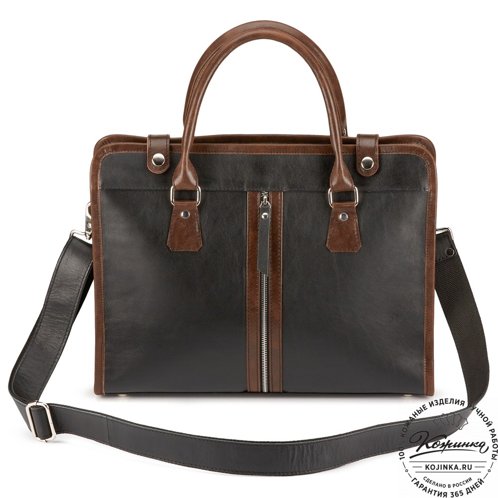 Кожаная деловая сумка "Юстин" (чёрная)