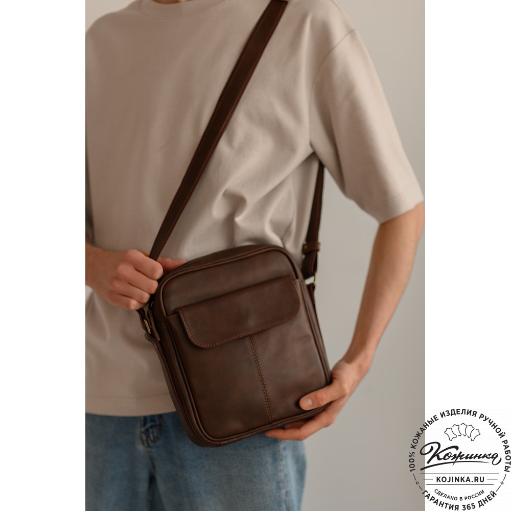 Кожаная сумка "Канада" (коричневая гладкая кожа)