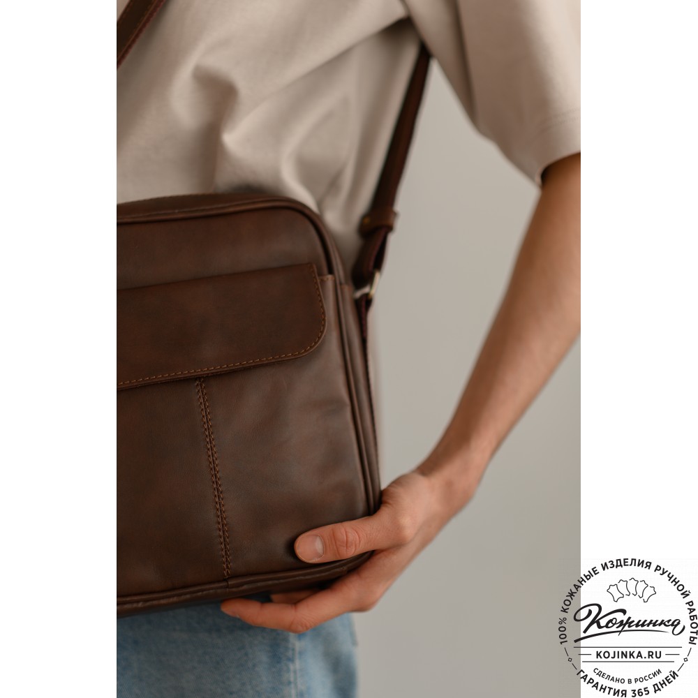Кожаная сумка "Канада" (коричневая гладкая кожа)