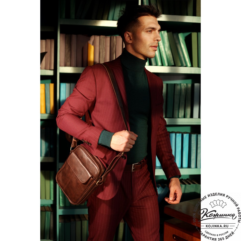 Кожаная сумка "Канада" (коричневая гладкая кожа)