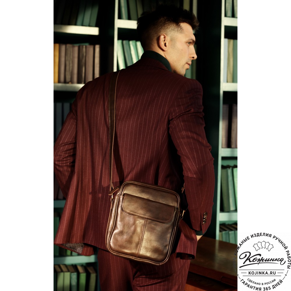 Кожаная сумка "Канада" (коричневая гладкая кожа)