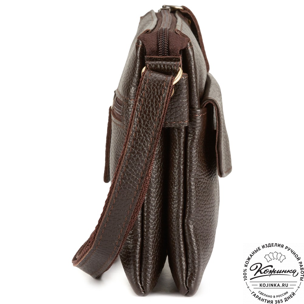 Кожаная сумка "Вуди" (тёмно-коричневая)