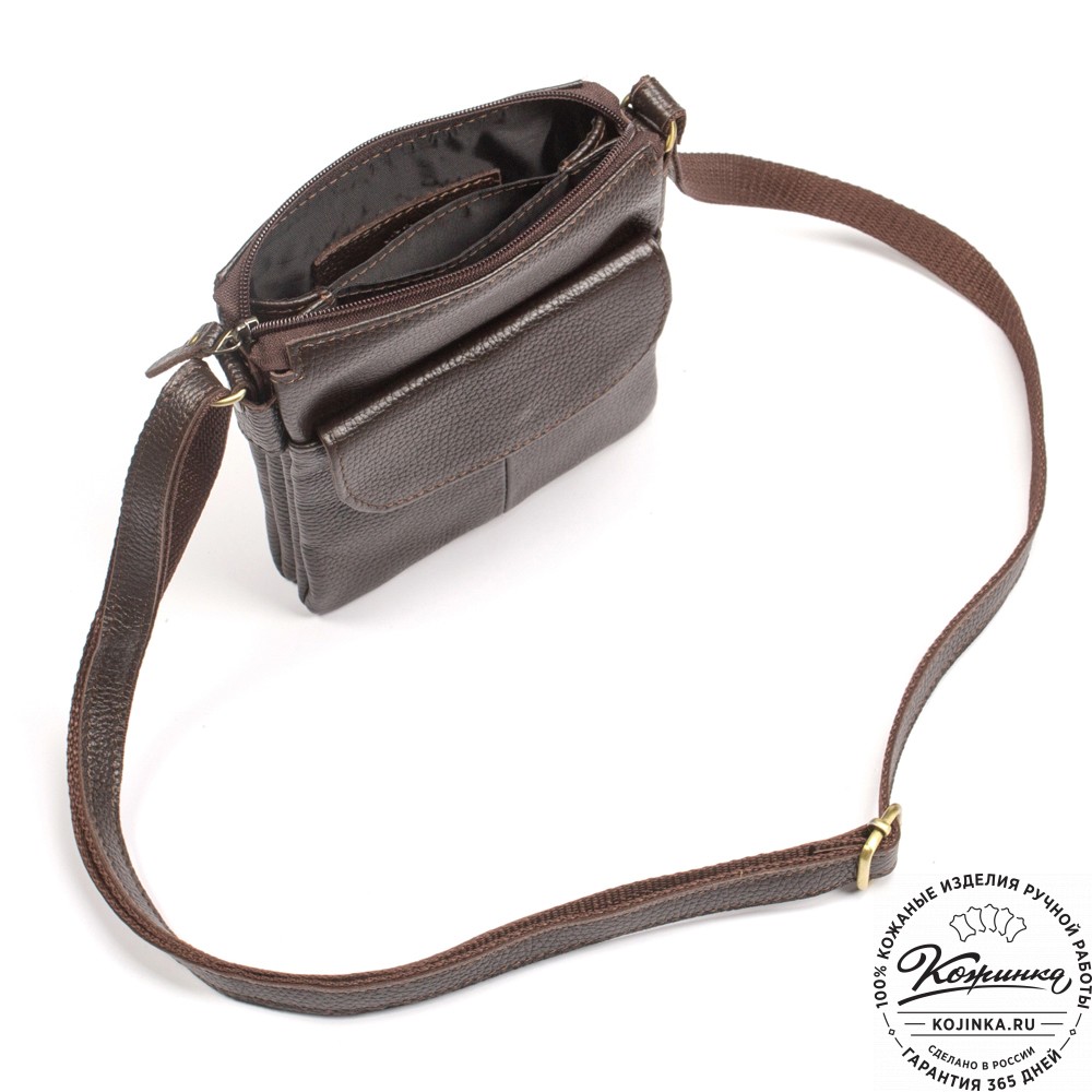 Кожаная сумка "Вуди" (тёмно-коричневая)