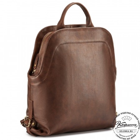 Женский кожаный рюкзак-сумка "Греция" (коричневая гладкая кожа)