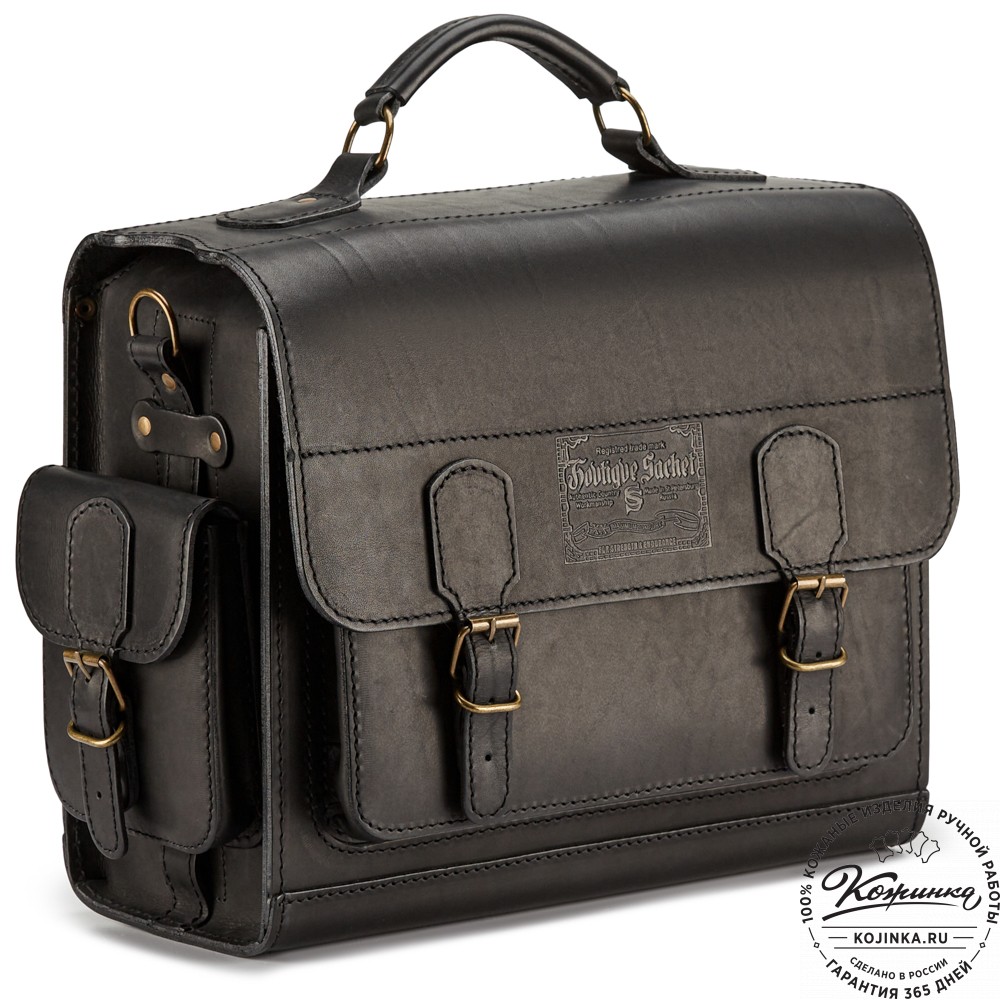 Кожаный портфель "Вояджер" (чёрный)