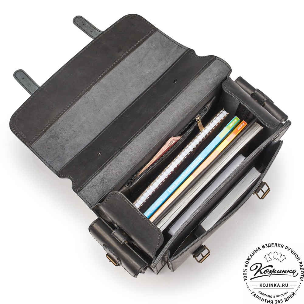 Кожаный портфель "Вояджер" (чёрный)
