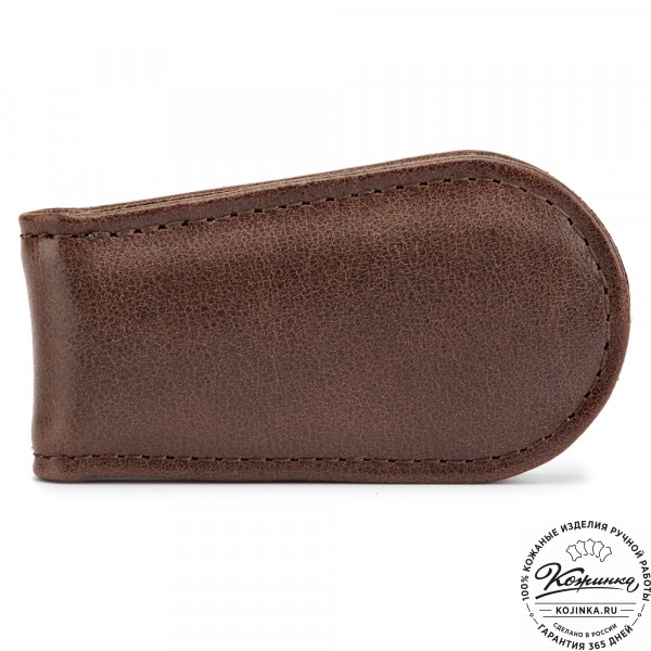 Кожаный зажим для денег "Бонн" (коричневый). фото 1