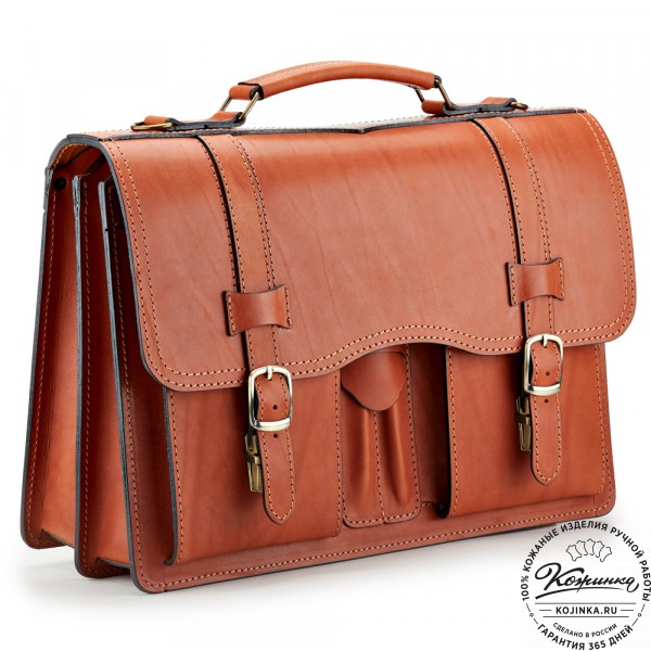 Кожаный портфель "Юрист"  (рыжий). фото 1