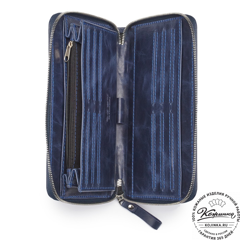 Кожаный клатч "Картер New" (синий антик) 