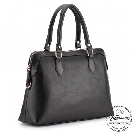 Женская кожаная сумка "Аврора" (чёрная гладкая кожа)