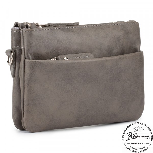 Женская кожаная сумка "Хельга" (серая гладкая кожа). фото 1