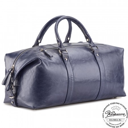 Кожаная дорожно-спортивная сумка Англия (синяя)