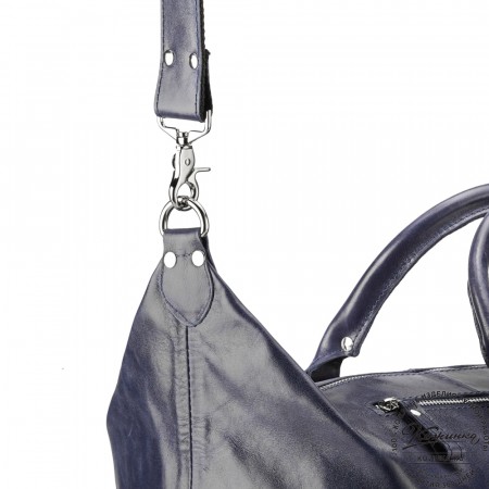 Кожаная дорожно-спортивная сумка Англия (синяя)