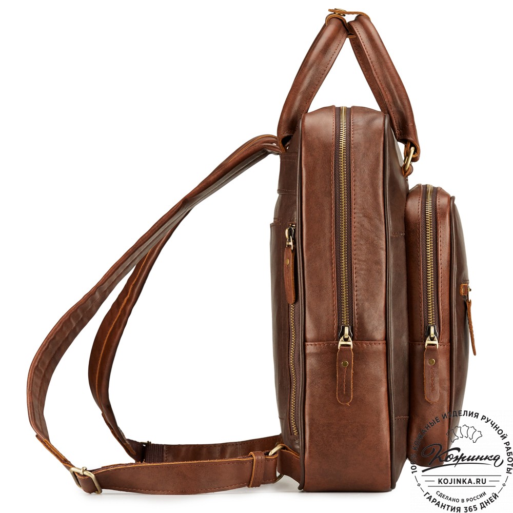 Кожаный рюкзак "Касандра" (светло-коричневый с тёмно-коричневым)