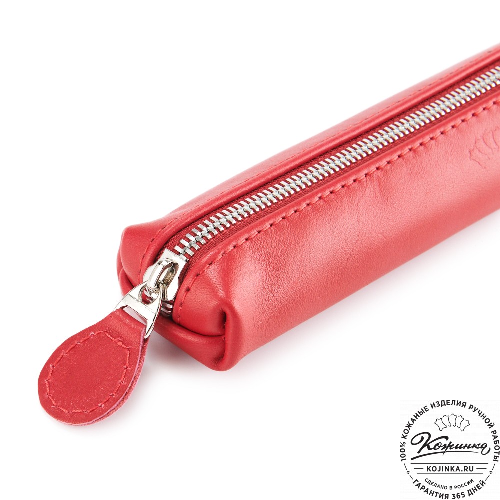 Кожаная мини-косметичка "Лонг" (красная)
