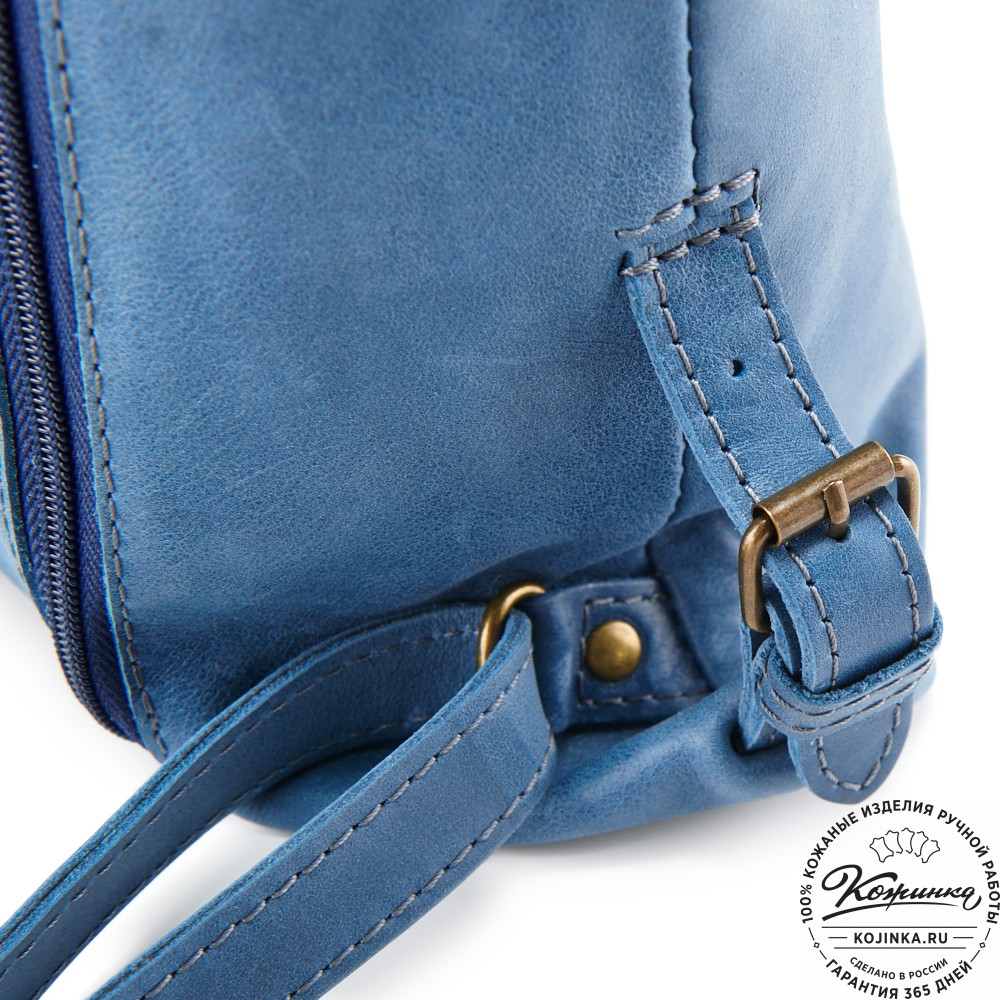 Женский кожаный рюкзак "Паулина" (синий)