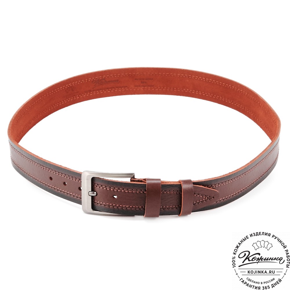 Кожаный мужской ремень "Рекрут NEW" (коньяк)