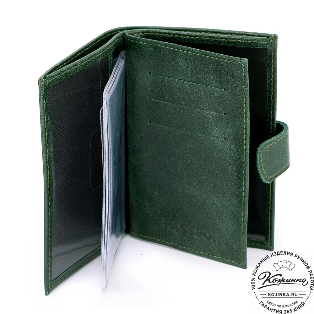 Кожаный бумажник водителя "Брюссель NEW" (зелёный)