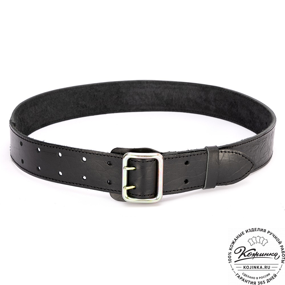 Кожаный ремень "Гренадёр"  тиснёный (чёрный)