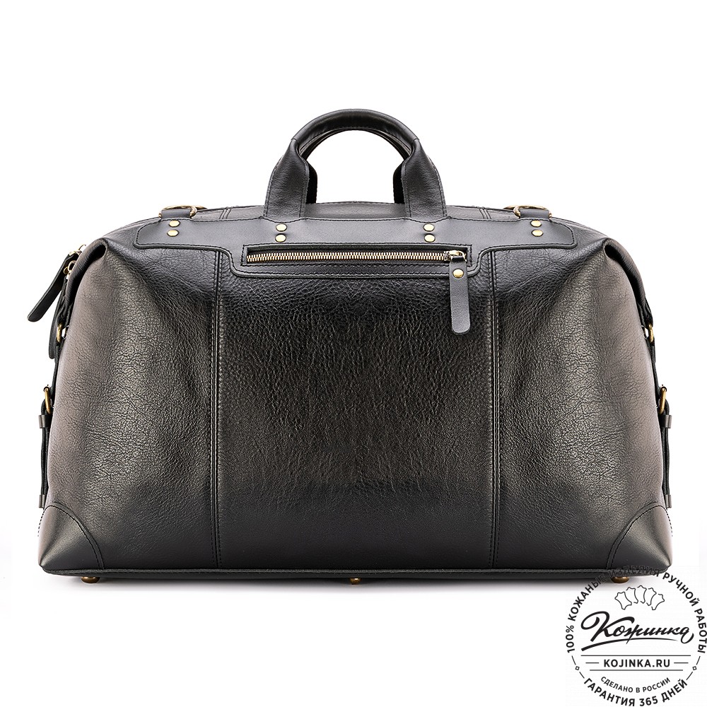 Кожаная дорожная сумка "Мегаполис" (чёрная)