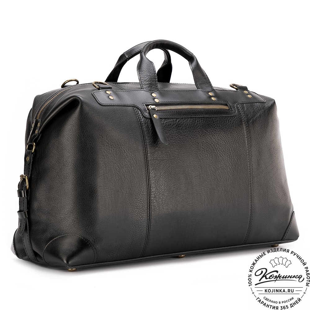 Кожаная дорожная сумка "Мегаполис" (чёрная)